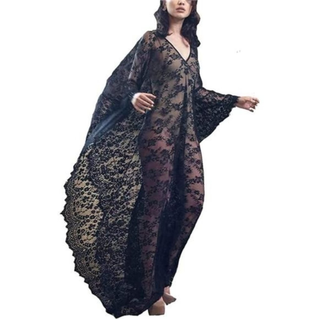 Colorful House Beach Cover Up For Women Lace Black